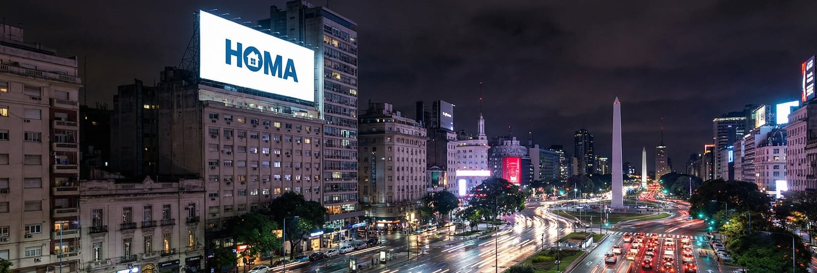 HOMA en Buenos Aires — cartel sobre el Obelisco
